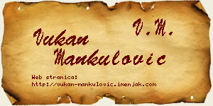 Vukan Mankulović vizit kartica